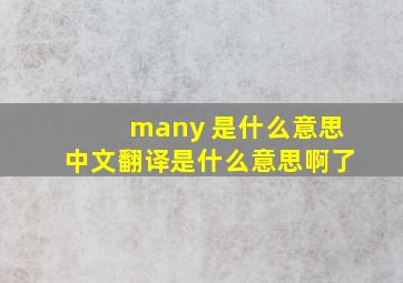 many 是什么意思中文翻译是什么意思啊了